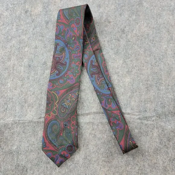 Polo Ralph Lauren Silk Slim Skinny Neck Tie Paisley Multicolor Italy Hand Made
